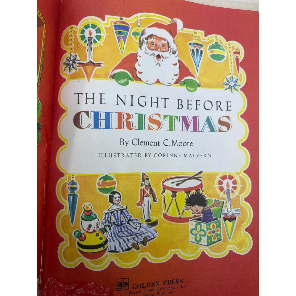 Golden Books The Night Before Christmas Kids OS Blue Fair Vintage 1978 Printing